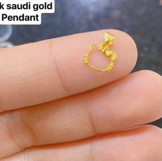 Mini Hellokitty Style Pendant 18k Saudi Gold