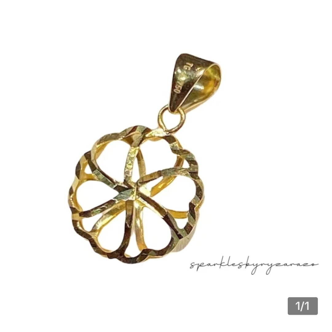 Rounded Flower Style Pendant 18k Saudi Gold