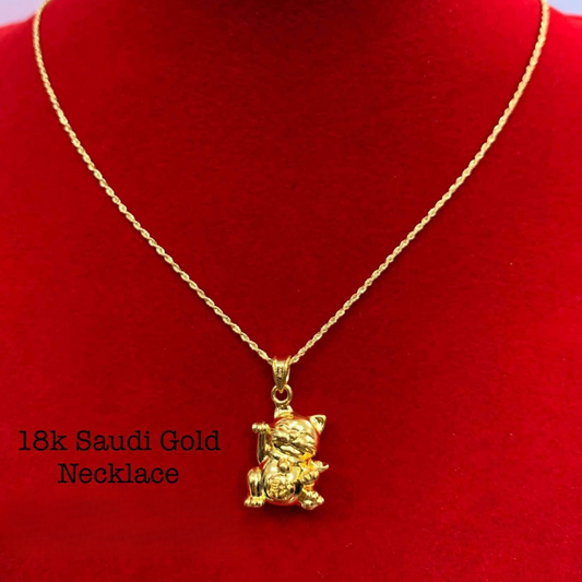 Lucky Cat Pendant Only Ampaw 18k Saudi Gold