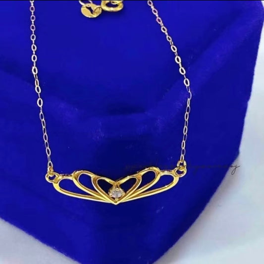 Crown Solid Necklace 18k Saudi Gold