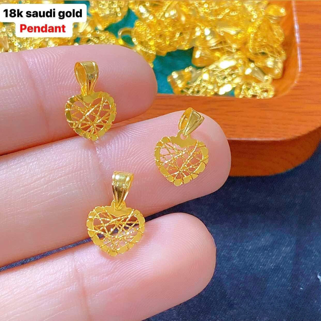 Net Heart Pendant 18k Saudi Gold