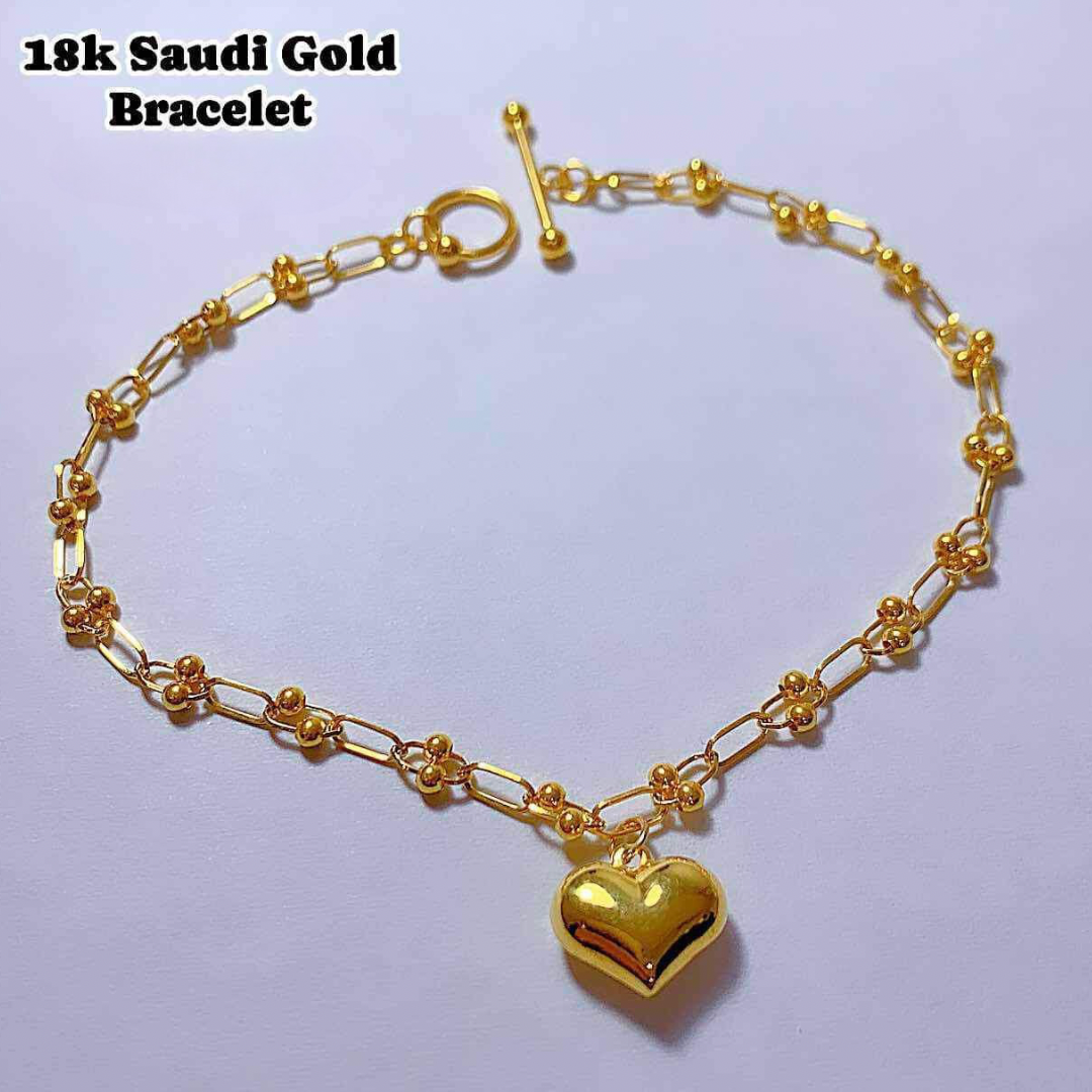 Ballclip Heart Hardware Bracelet 18k Saudi Gold