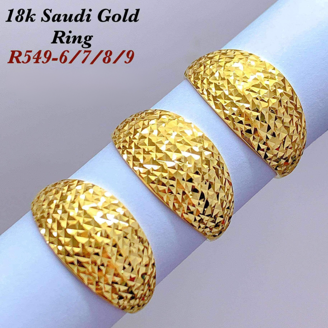 Big Size Diacut Ring Solid 18k Saudi Gold