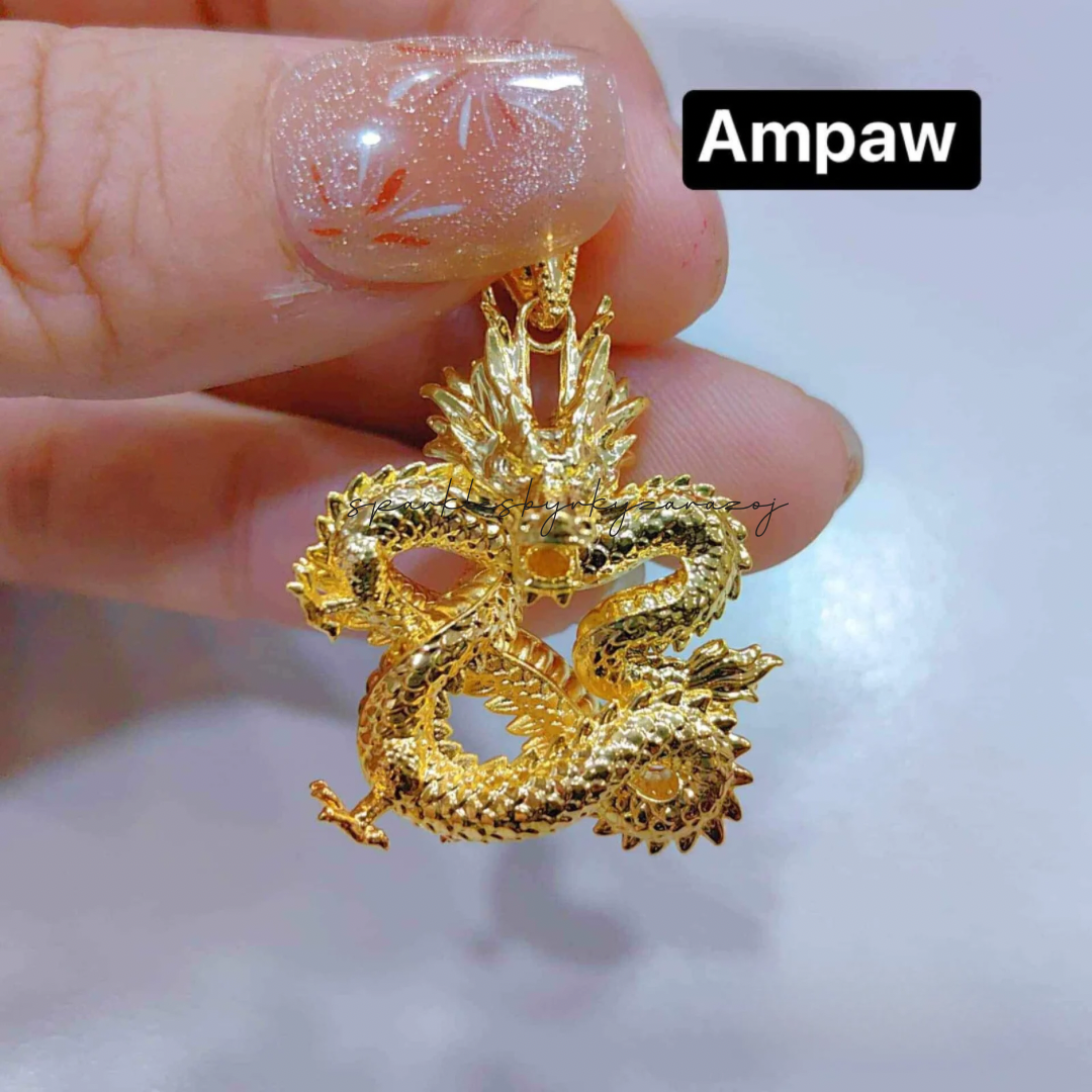 Dragon pendant ampaw 18k saudi gold