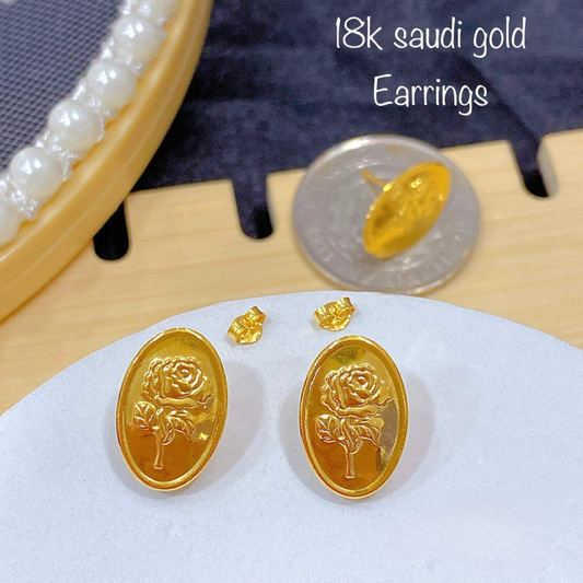 Rose Gold Earrings Solid 18k Saudi Gold