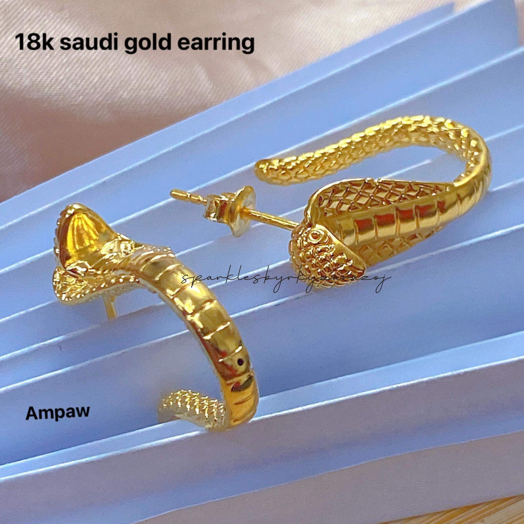 Gold Cobra Earrings Ampaw 18k Saudi Gold