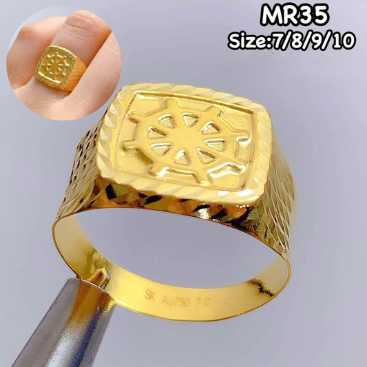 Ship Steering Wheel Men Rings 18k Saudi Gold