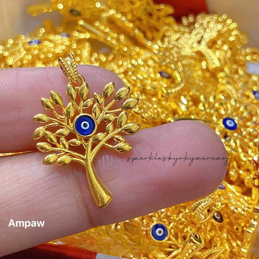 Tree with evil eye pendant ampaw 18k saudi gold