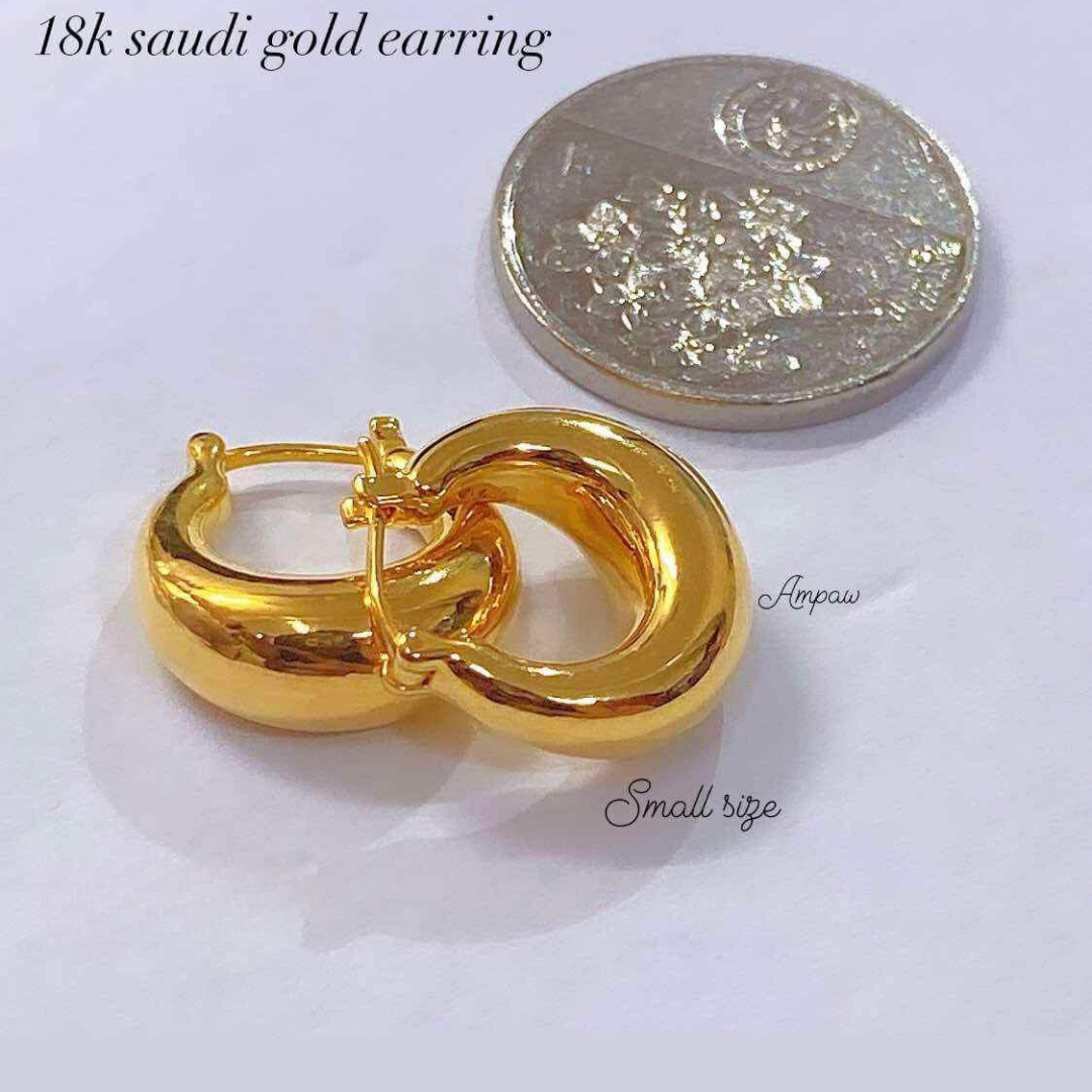 Dome Earrings Small Size Ampaw 18k Saudi Gold