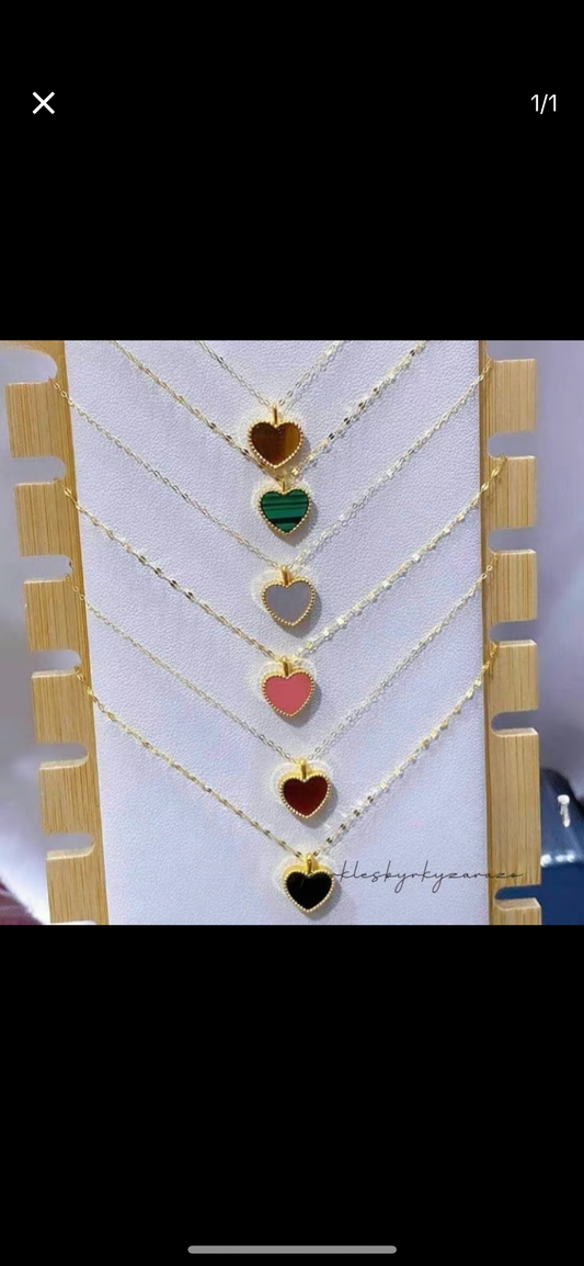 Set 10mm Clover Heart Necklace 18k Saudi Gold