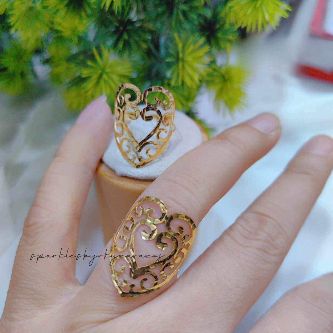 Heart Shape Ring Solid 18k Saudi Gold