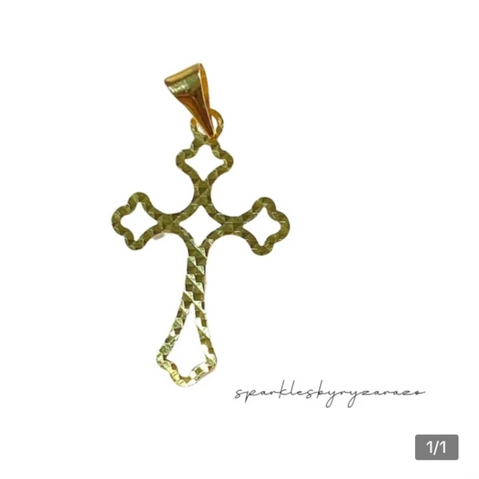 Diacut Cross Style Pendant 18k Saudi Gold