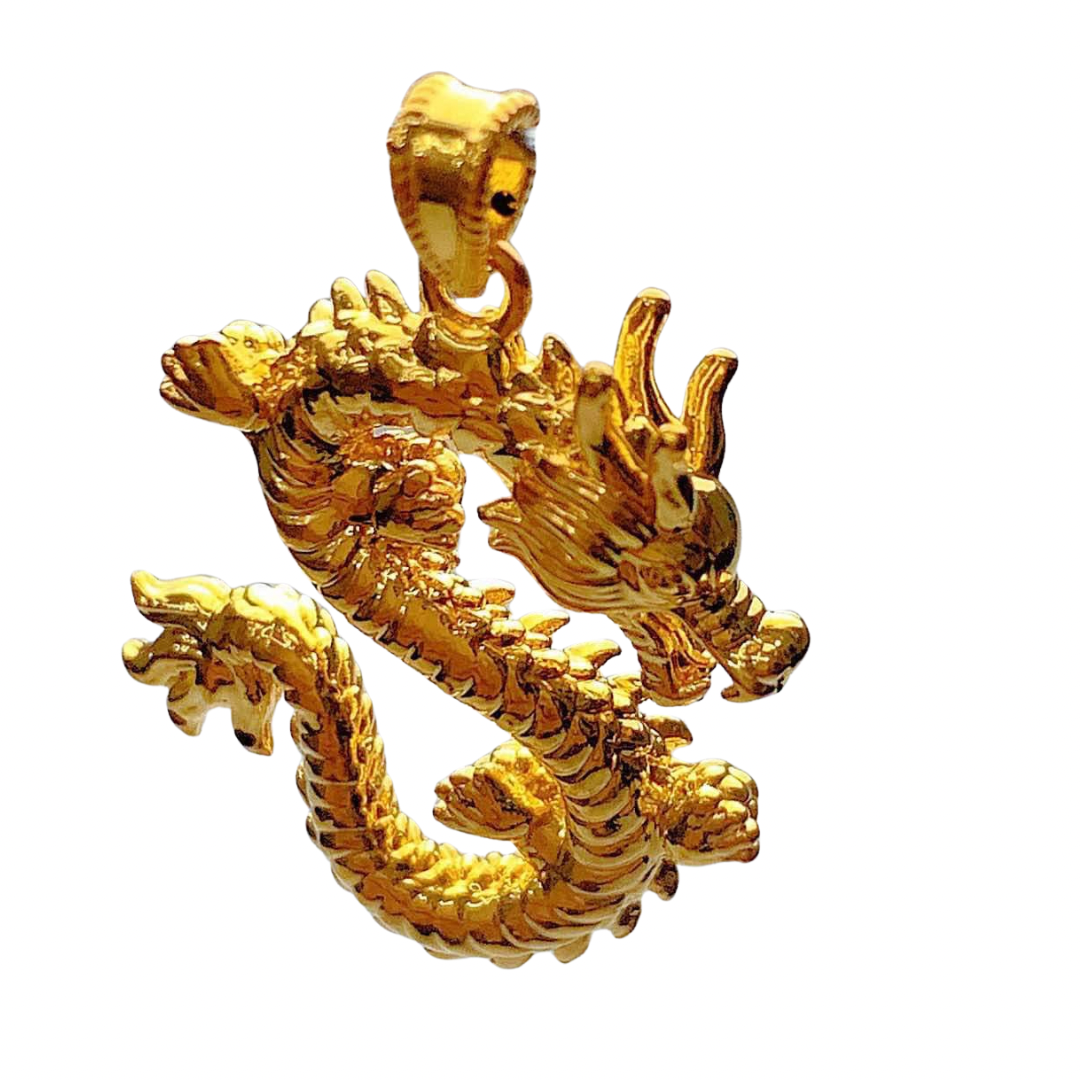 Golden Dragon Pendant Ampaw 18k Saudi Gold