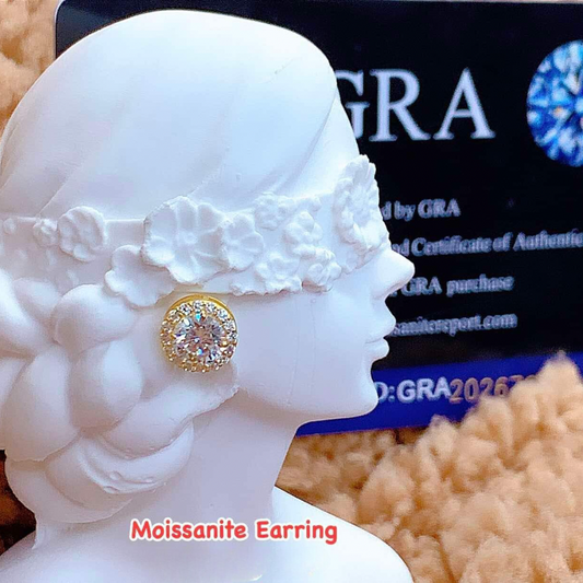 #14 Moissanite Earring 18k Saudi Gold