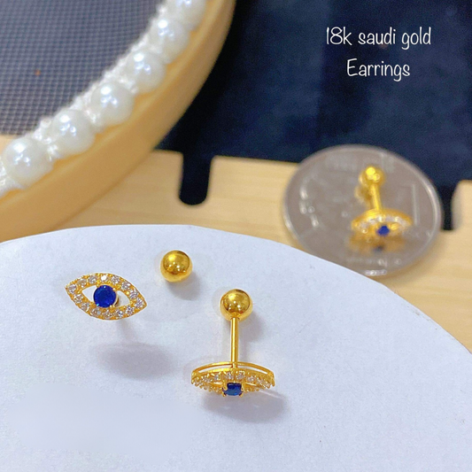 Evil Eye Earrings 18k Saudi Gold