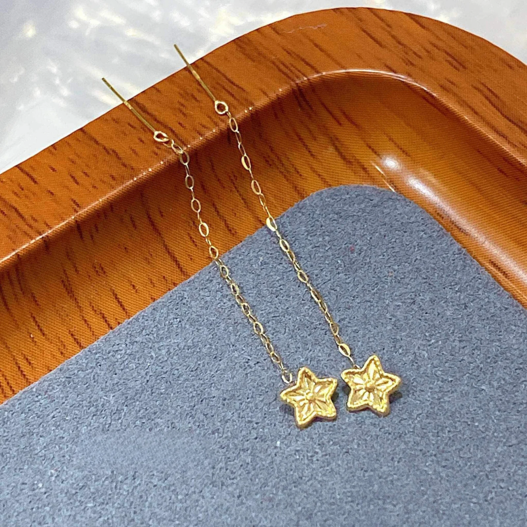 Star Earrings Ampaw 18k Saudi Gold