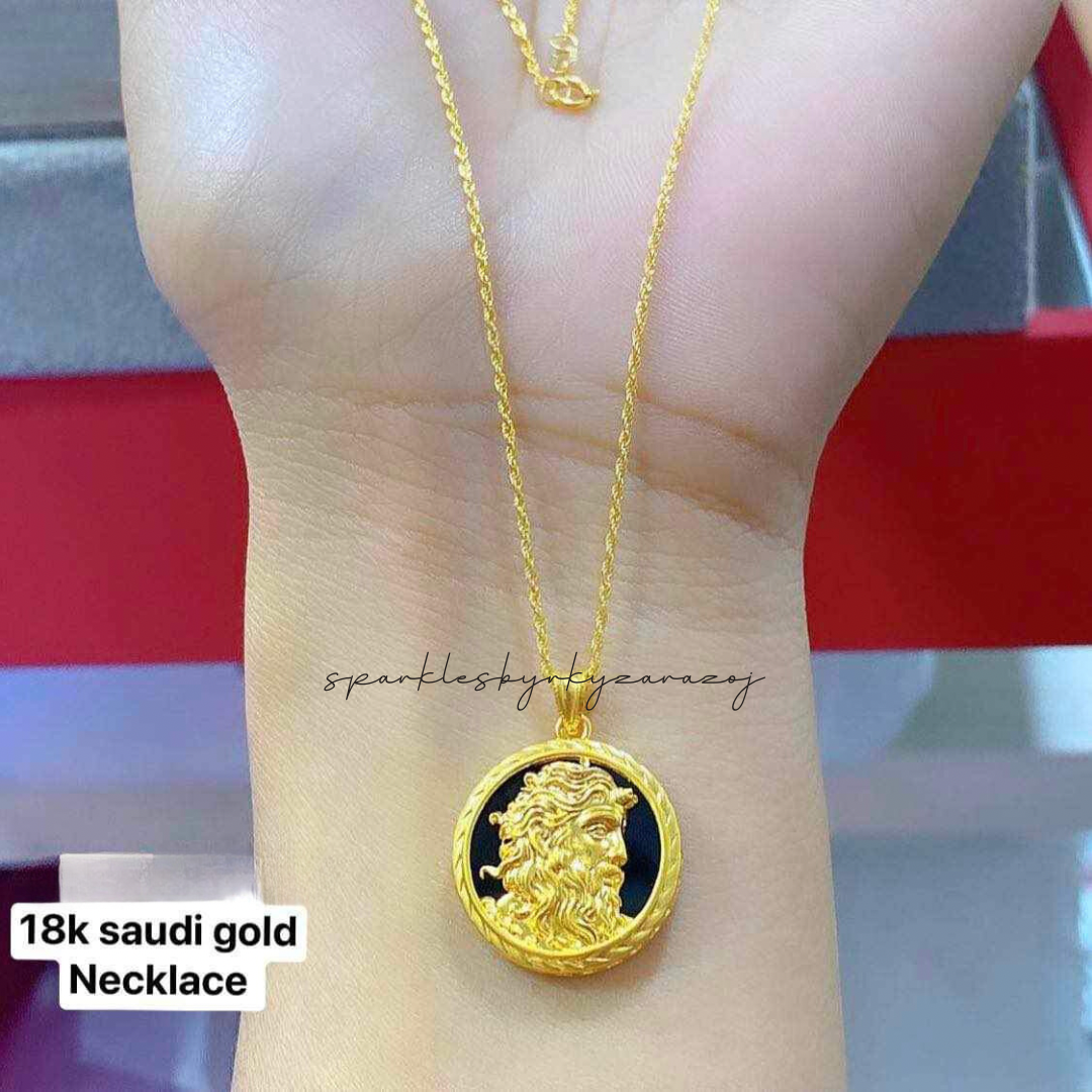 Set Jesus Chain & Pendant Necklace Ampaw 18k Saudi Gold