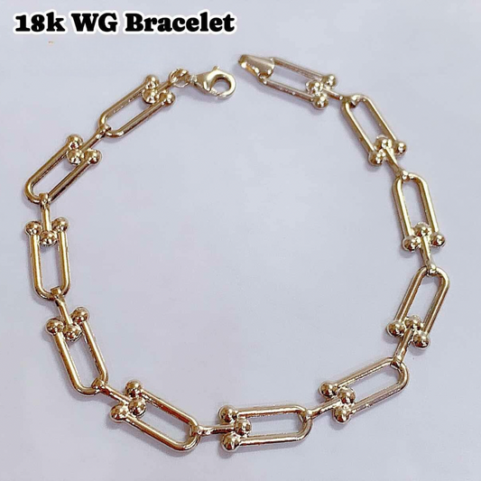 Hardware Bracelet White Gold 18k Saudi Gold