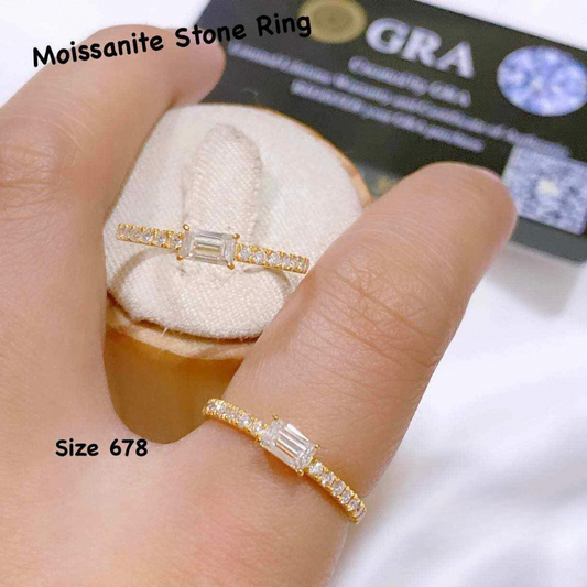 Rounded Moissanite Stone Ring 18k Saudi Gold
