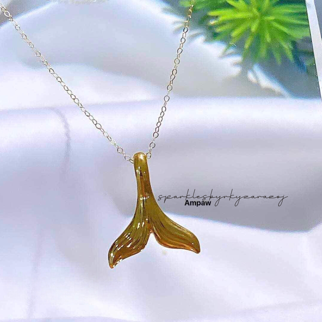 Set Golden Mermaid Tail Chain & Pendant Ampaw 18k Saudi Gold