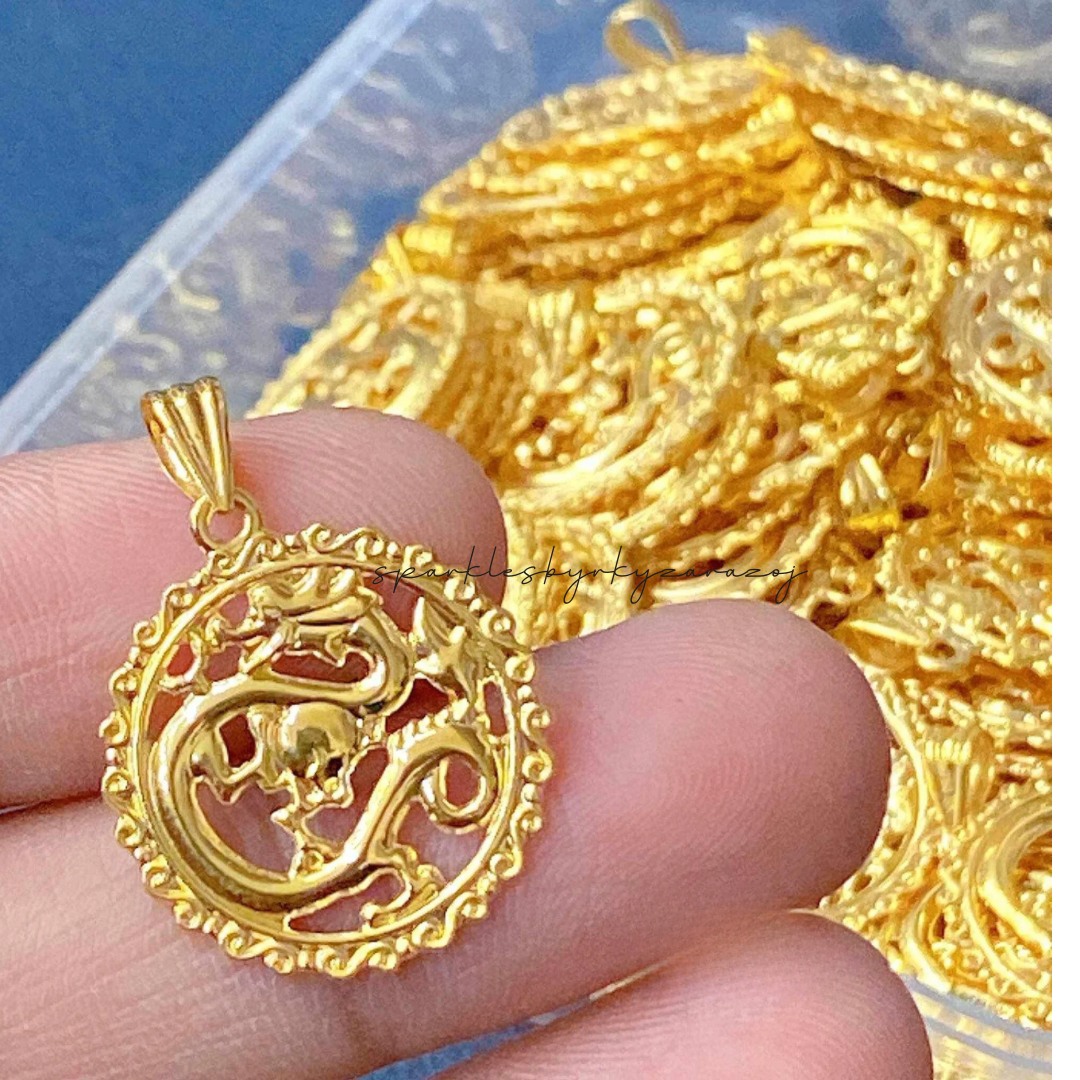 #14 Golden Dragon Pendant Solid 18k Saudi Gold