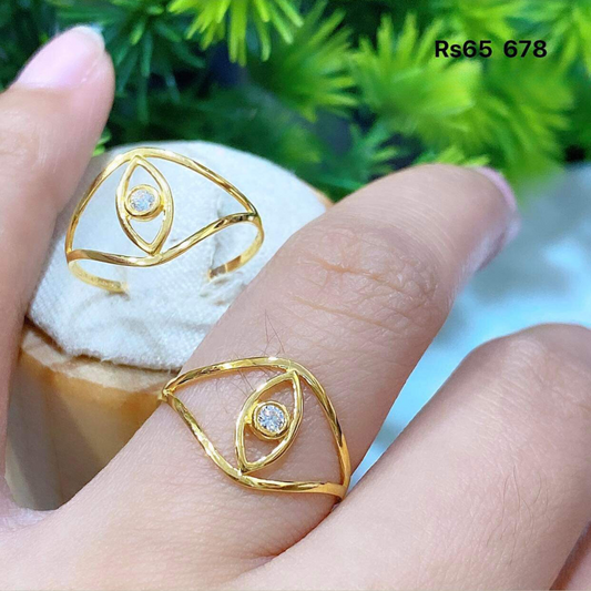 Eye Shape Ring Solid 18k Saudi Gold