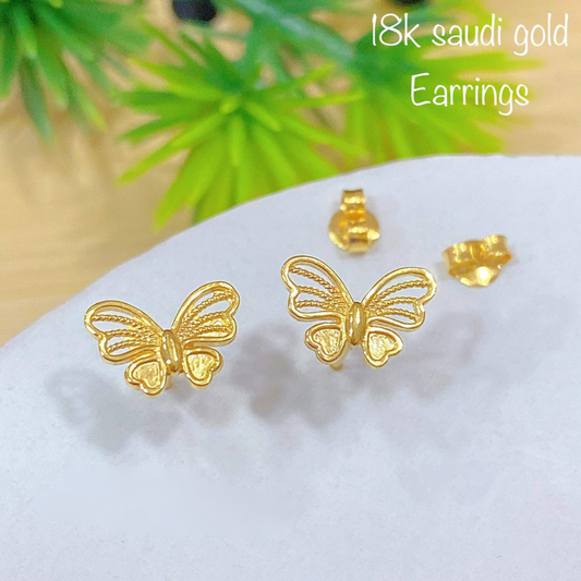 Cutey Gold Butterfly Earrings 18k Saudi Gold