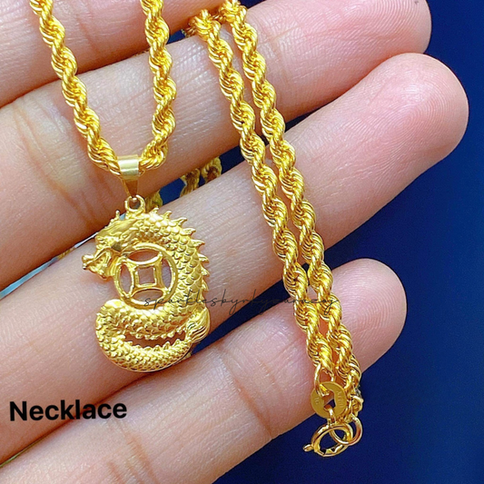 #3 Dragon Necklace 18k Saudi Gold