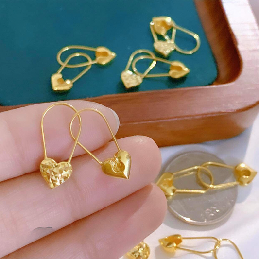 #1 Golden Heart Earrings Solid 18k Saudi Gold