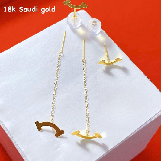 Smiley Tictac Earrings 18k Saudi Gold