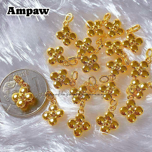 Gold Flower Pendant Ampaw 18k Saudi Gold