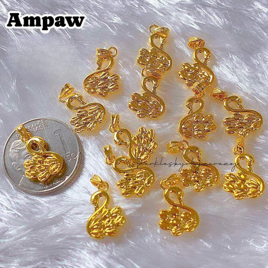 Gold Swan Pendant Ampaw 18k Saudi Gold