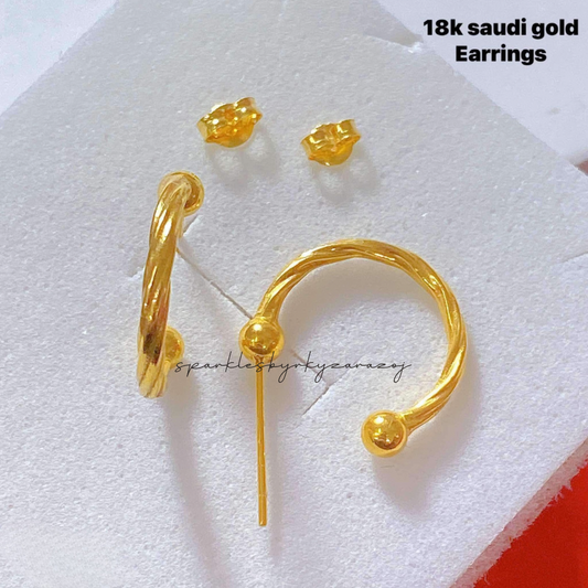 Twisted Gold Earrings 18k Saudi Gold