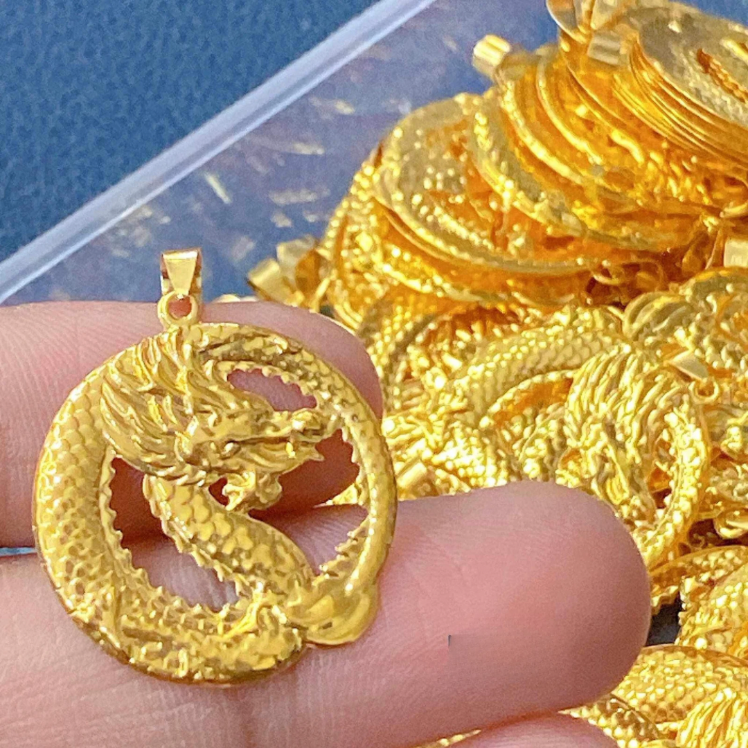 #7 Golden Dragon Pendant Solid 18k Saudi Gold