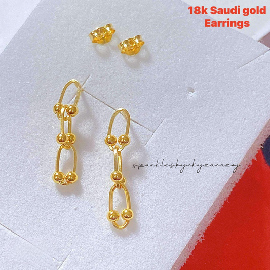 Triple Hardware Earrings 18k Saudi Gold