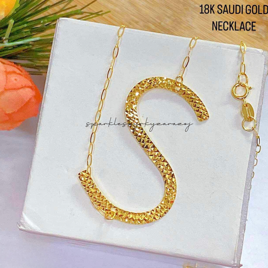 Letter S Diacut Necklace 18k Saudi Gold