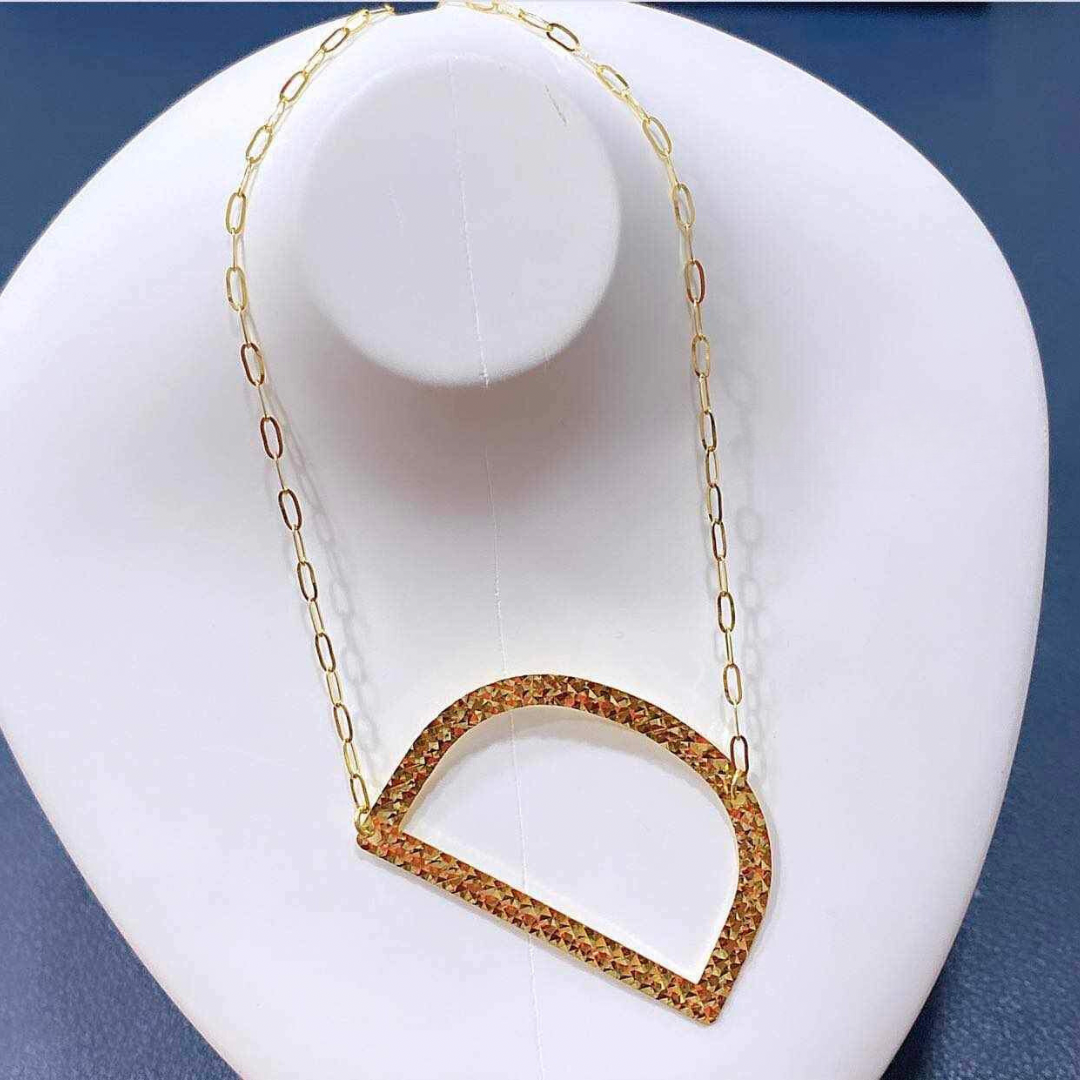 Letter D Diacut Necklace Solid 18k Saudi Gold