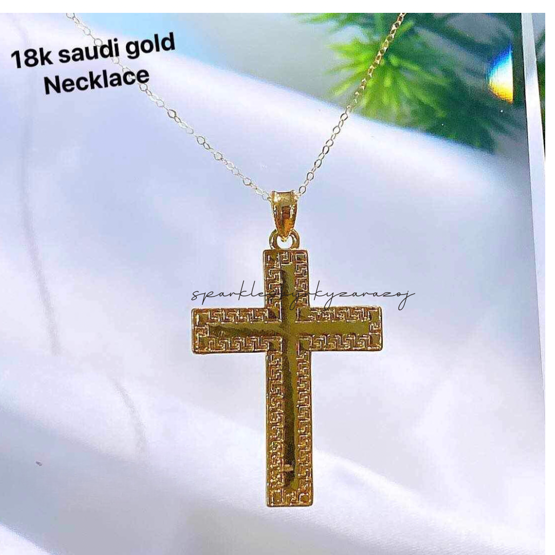 Set Fendi Cross Chain & Pendant Ampaw 18k Saudi Gold