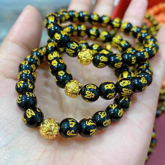 Black Mantra Money Ball Bracelet Ampaw 24k Saudi Gold