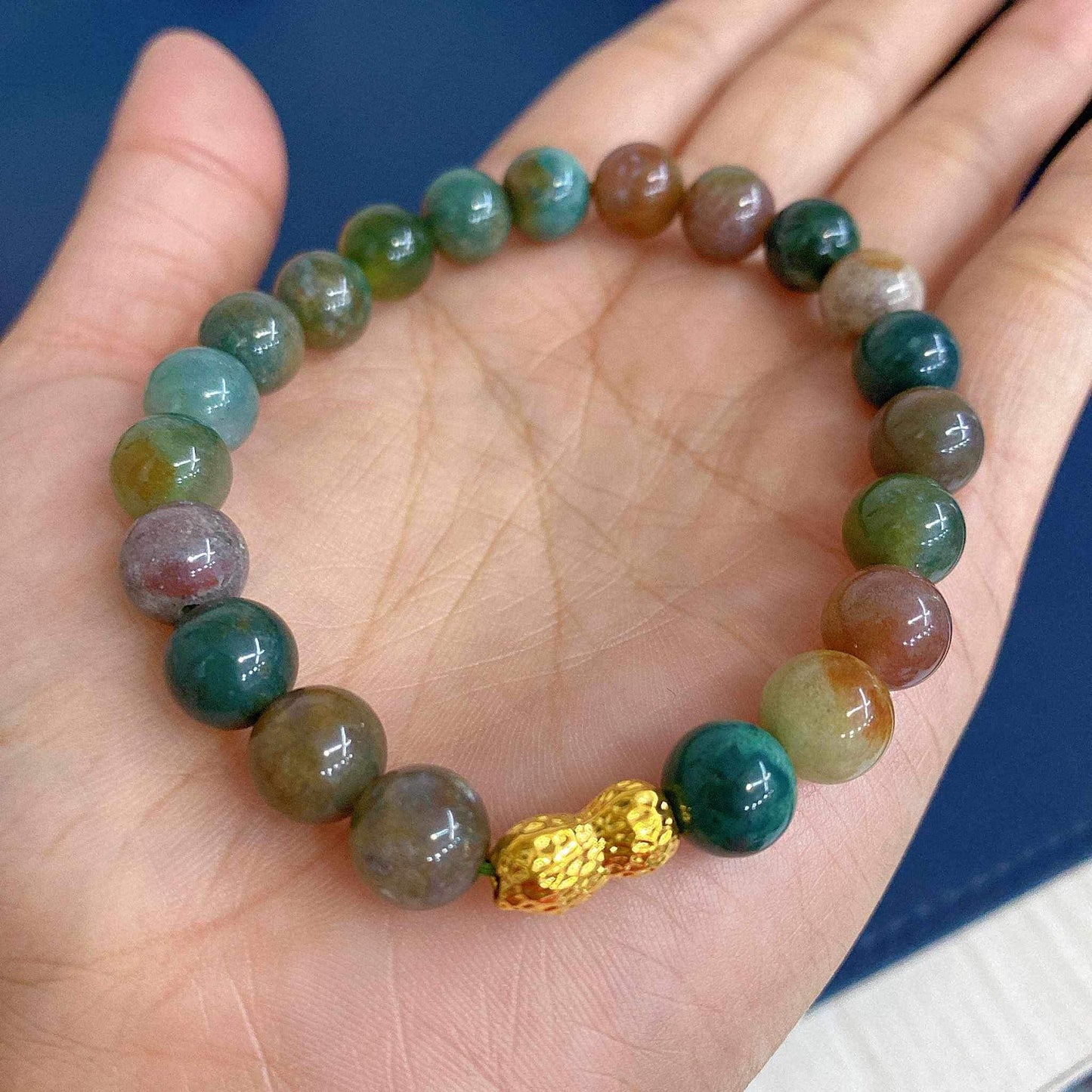 Fancy Jasper Crystal Bead Piyao Bracelet Ampaw 24k Saudi Gold