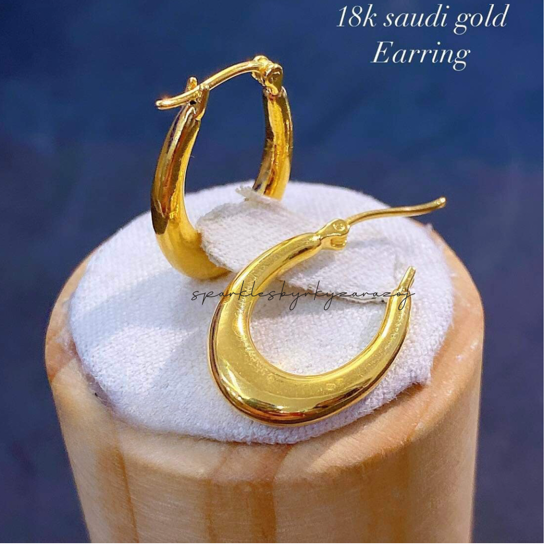 U - Shaped Hoop Earrings 18k Saudi Gold