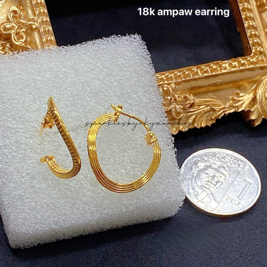 Belt Style Earrings Ampaw 18k Saudi Gold