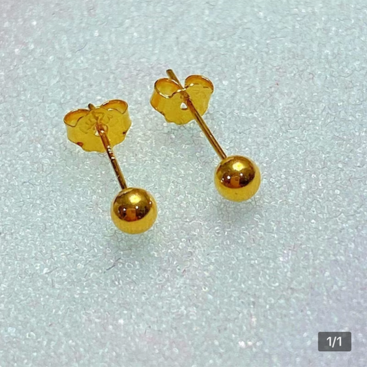 Ball Earrings Stud 18k Saudi Gold