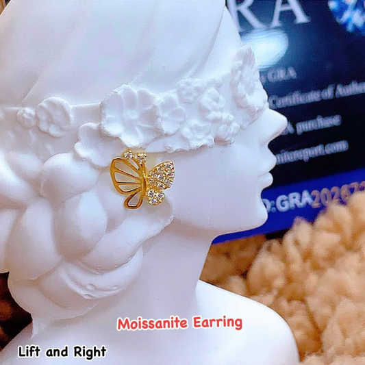 #13 Butterfly Moissanite Earring 18k Saudi Gold