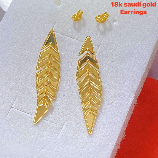 Gold Leaf Earrings 18k Saudi Gold