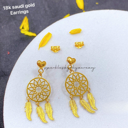 Dream Catcher Earrings 18k Saudi Gold