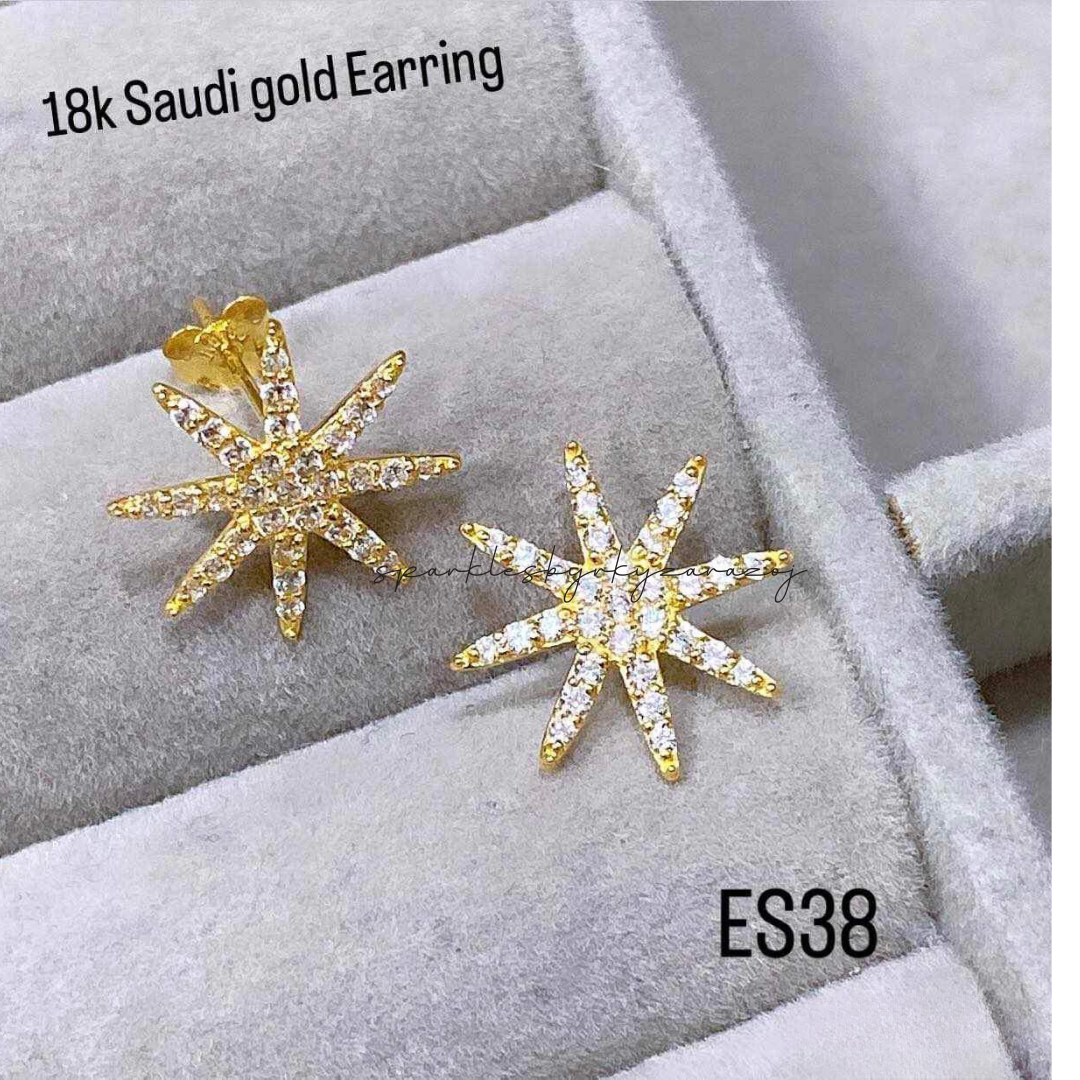 Starfish Earrings Solid 18k Saudi Gold