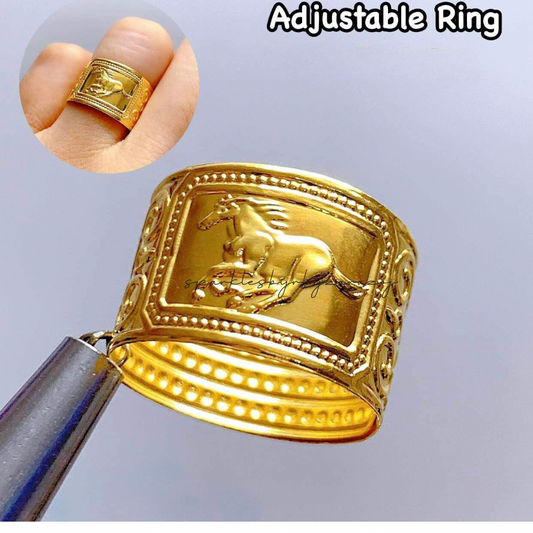 Horse Adjustable Ring 18k Saudi Gold