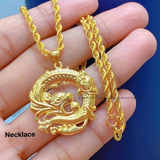 #8 Dragon Necklace 18k Saudi Gold