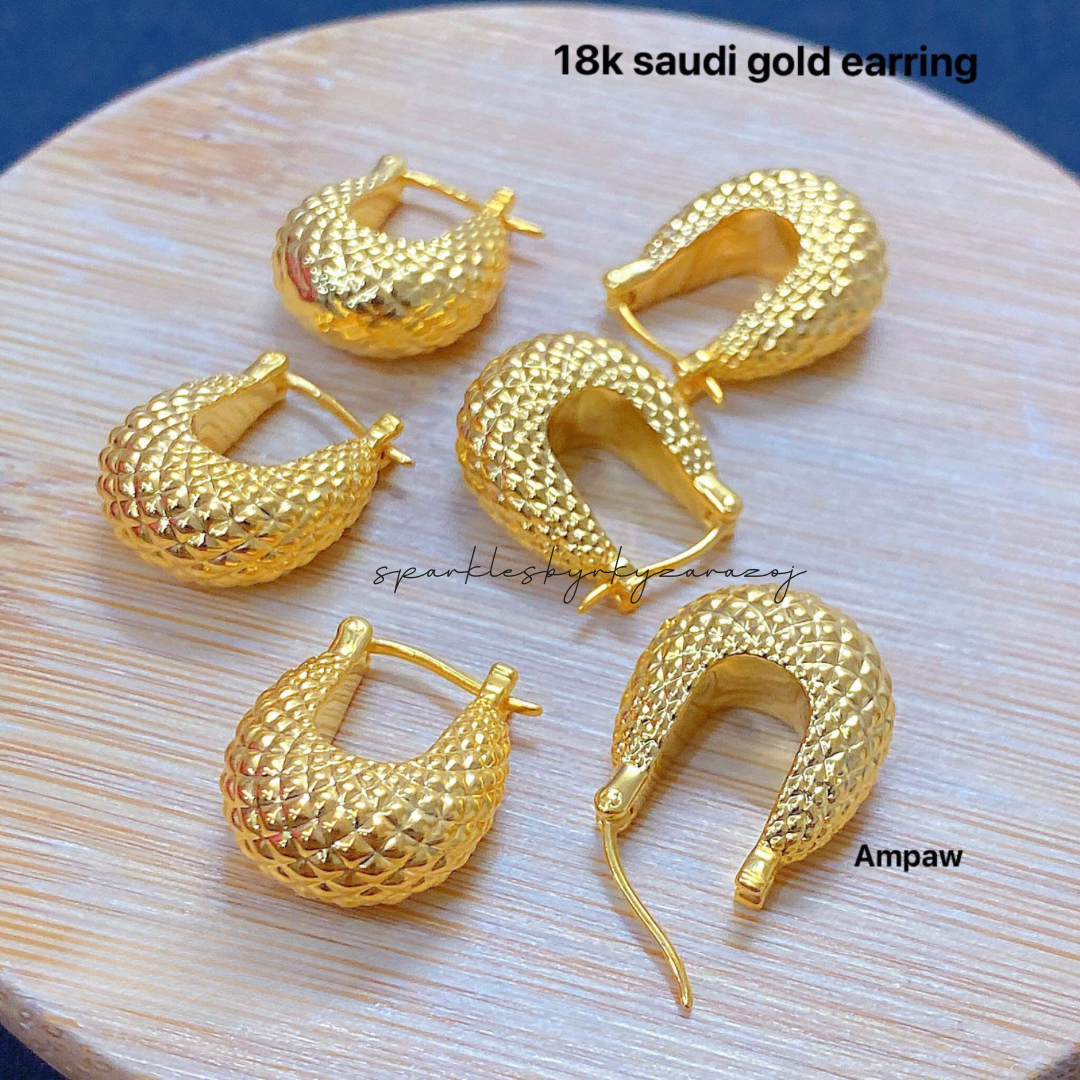 U Style Diacut Earrings Ampaw 18k Saudi Gold